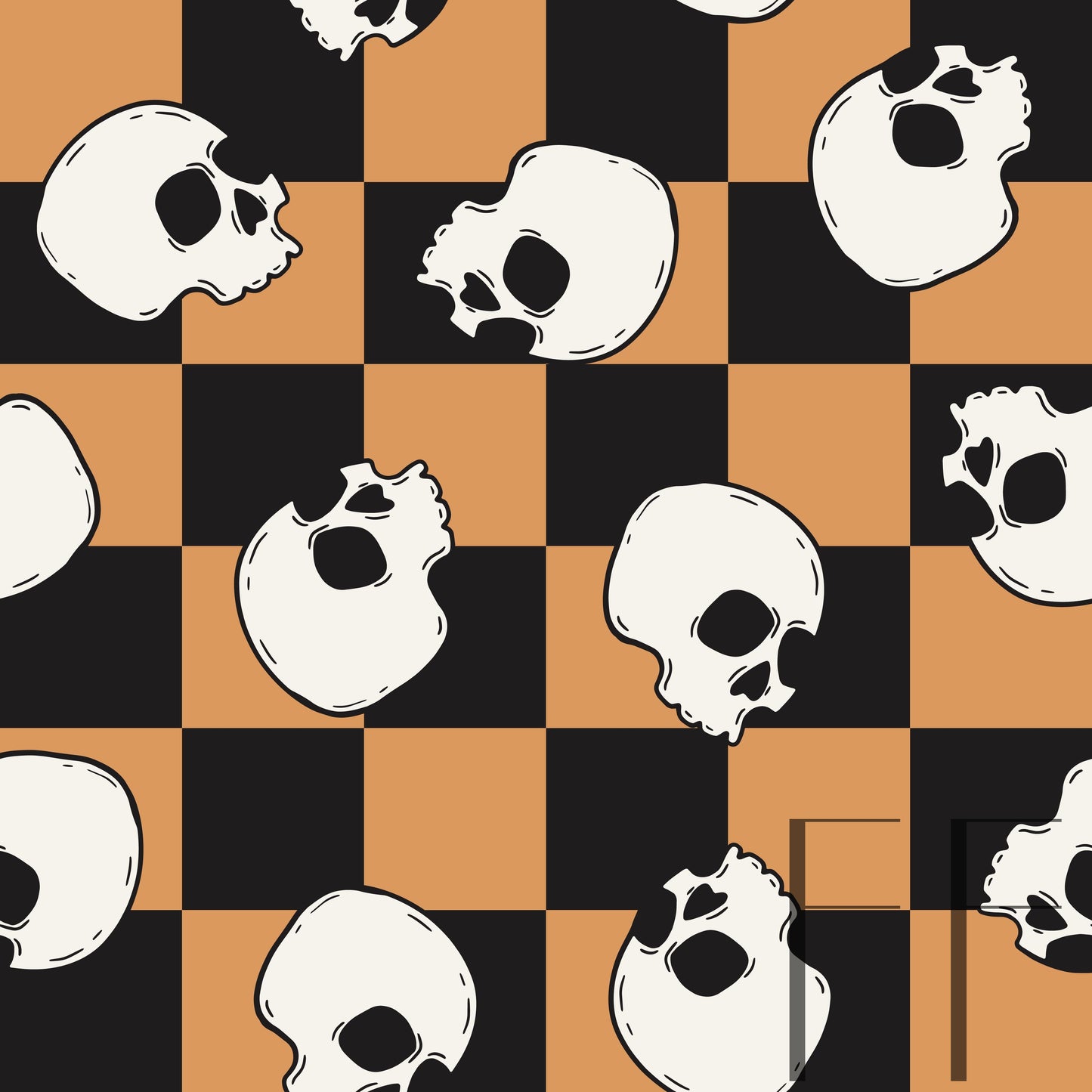 Skulls Orange Checker Raspberry Pattern