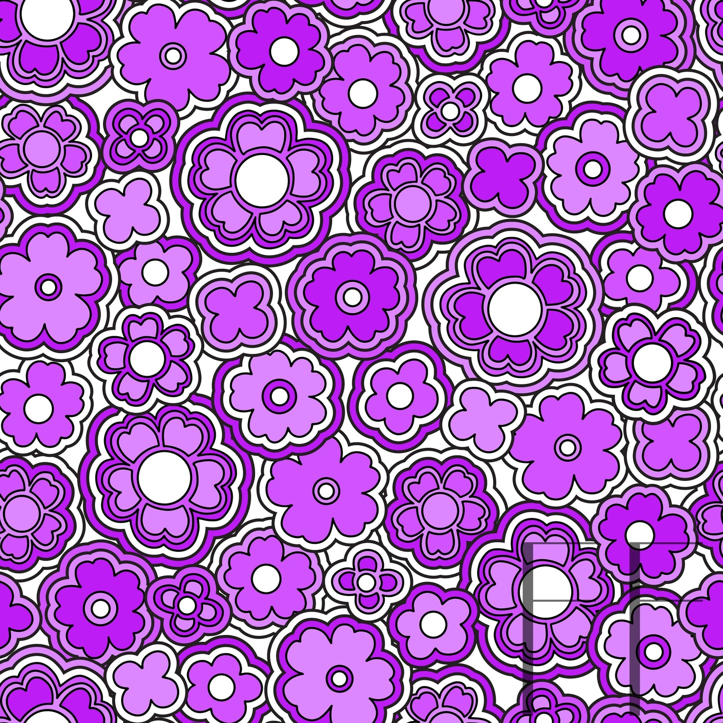 Flower Power Retro Purple raspberry Pattern