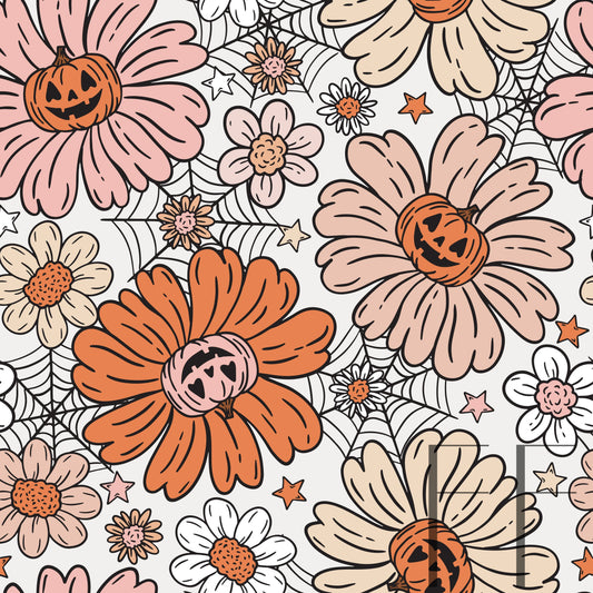 Jack O Lantern Floral Raspberry Pattern