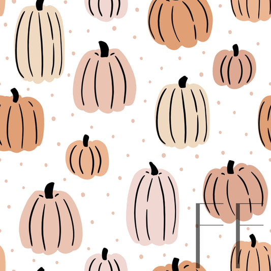 Too Cute Pumpkins Peach pastel white raspberry Pattern