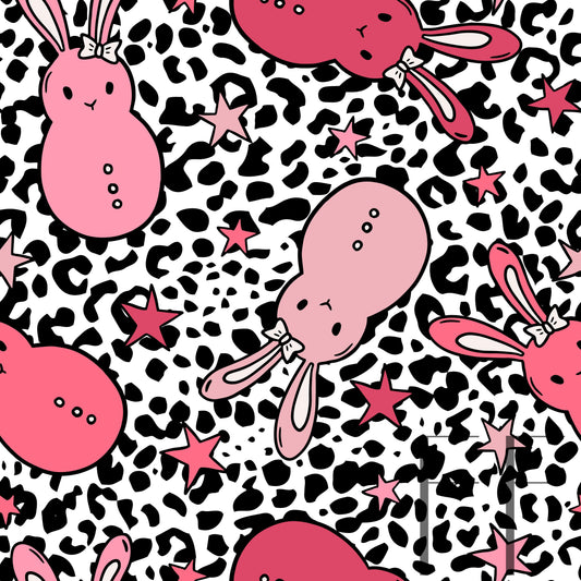 Pink Bunnies White Leopard raspberry Pattern