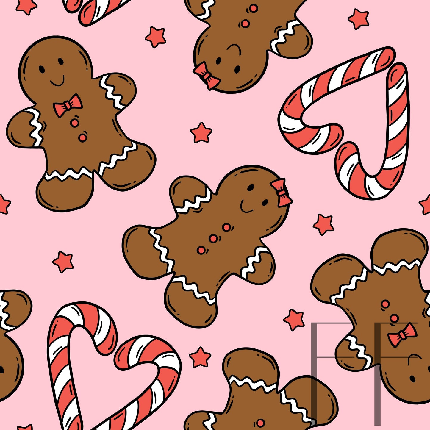 Love Gingerbread Pink BG Raspberry Pattern