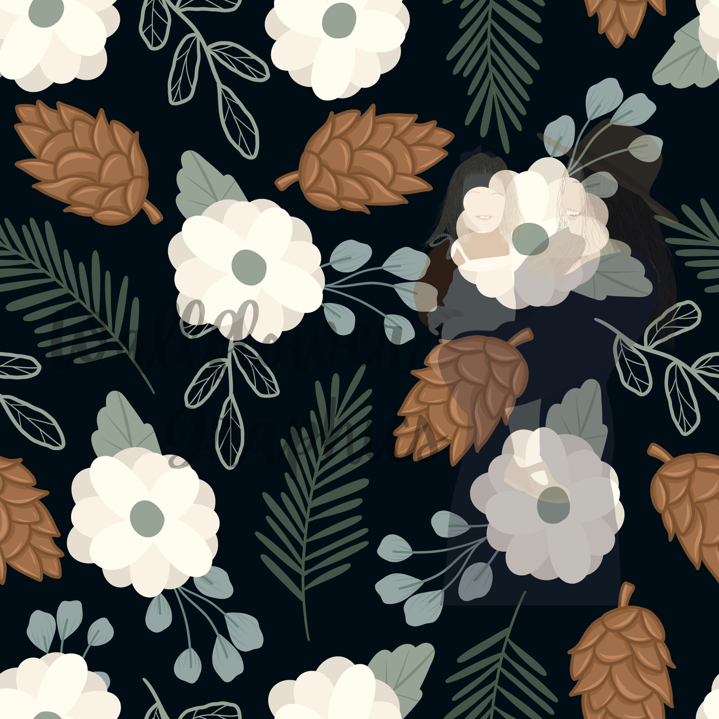 Winter Floral and Pinecones