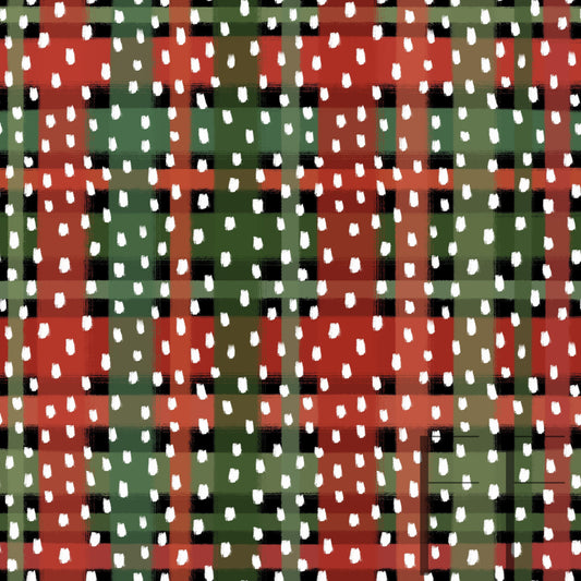 Painted Christmas Plaid white brush strokes Raspberry Pattern