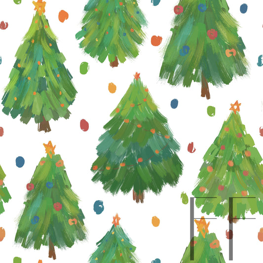 Painted Christmas Trees white Pattern