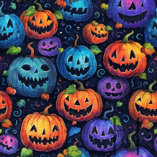 Rainbow Jack O Lanterns dark linen raspberry Pattern