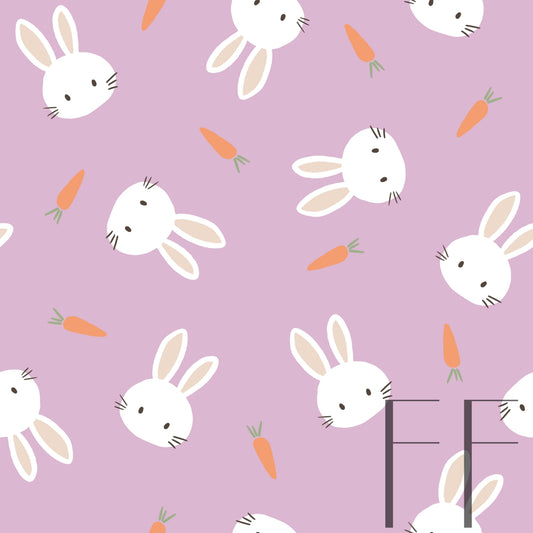 Minimal Bunnies Purple Bg raspberry Pattern