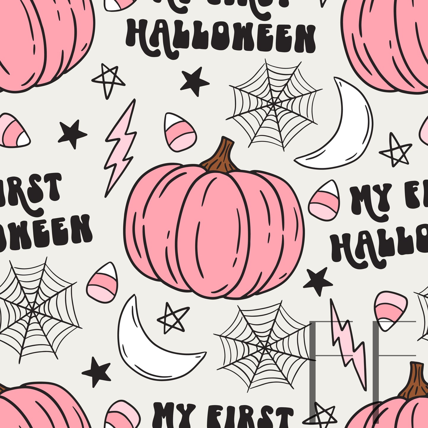 My First Halloween Retro Raspberry Pattern