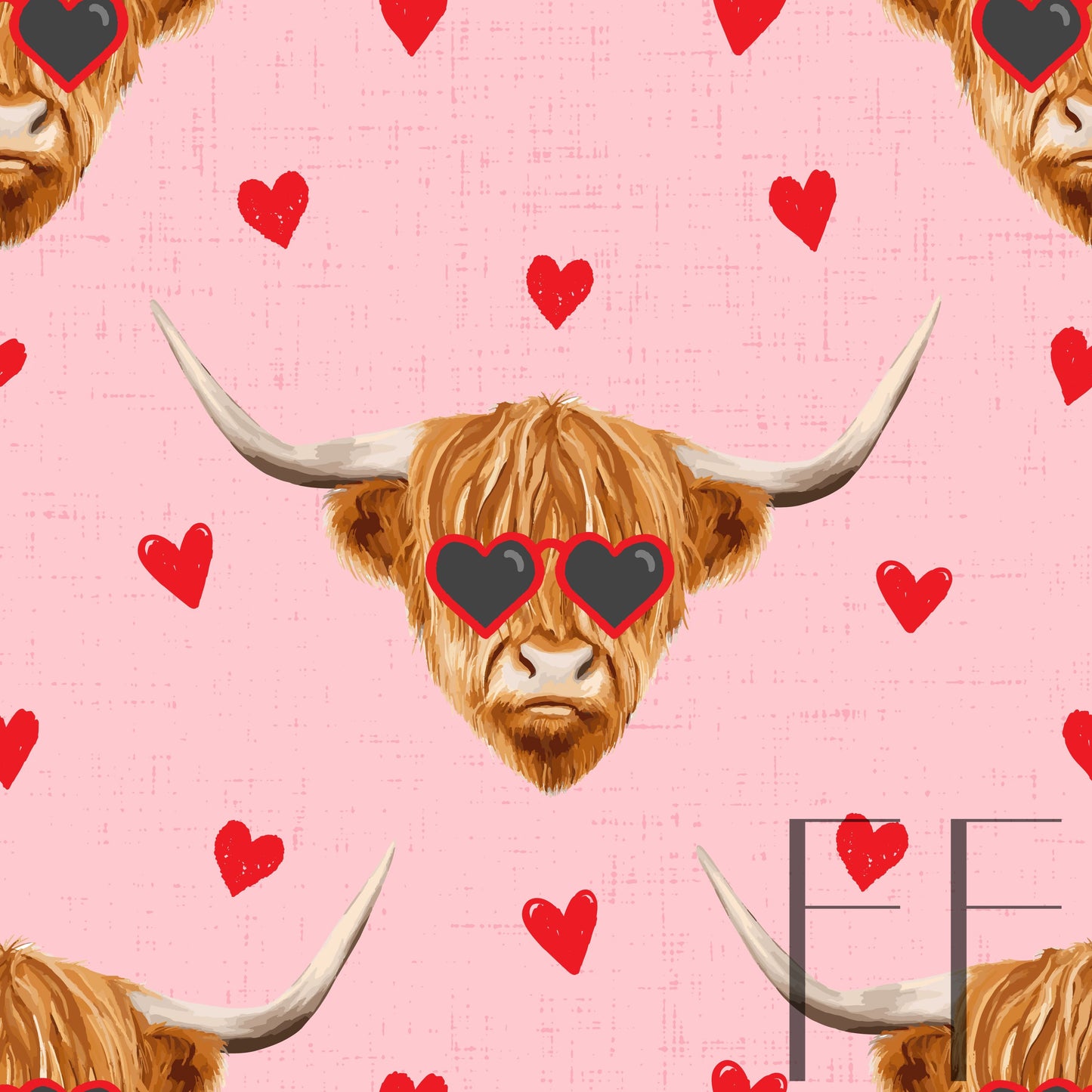 Valentine Sunglasses Highland Cow raspberry pattern