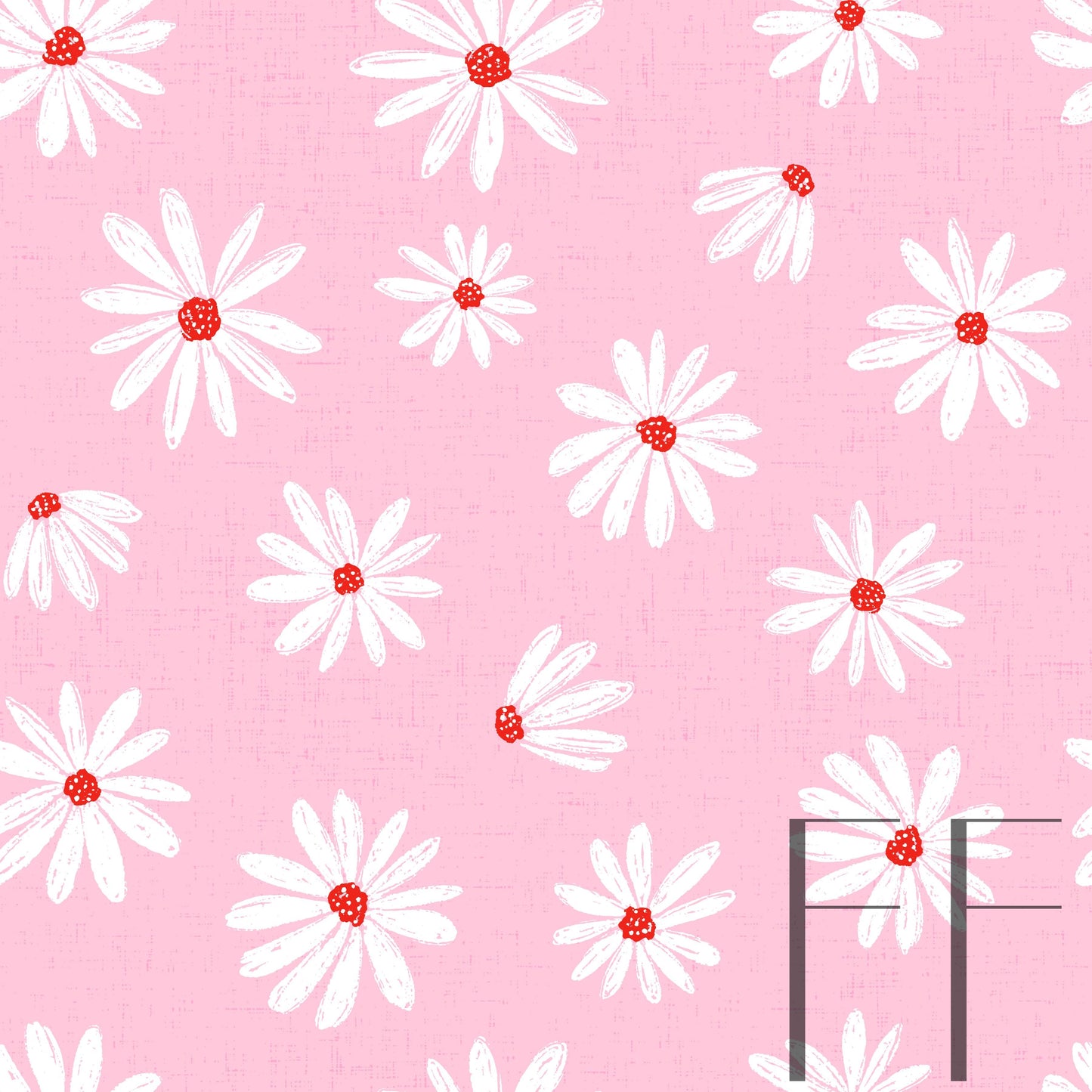 Valentine Daisy White on pink Raspberry Pattern