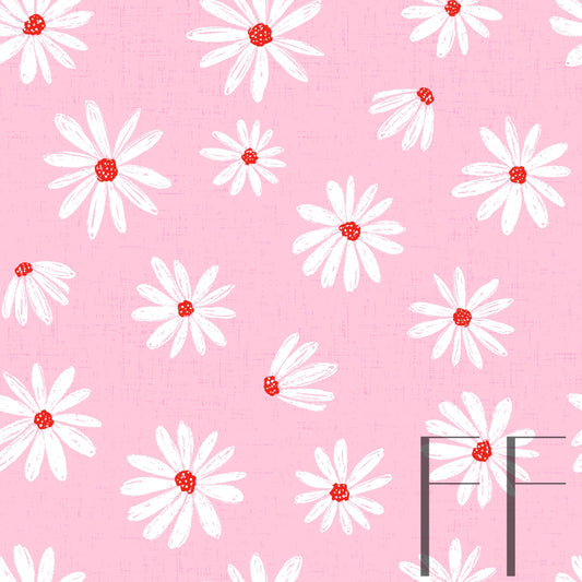 Valentine Daisy White on pink Raspberry Pattern