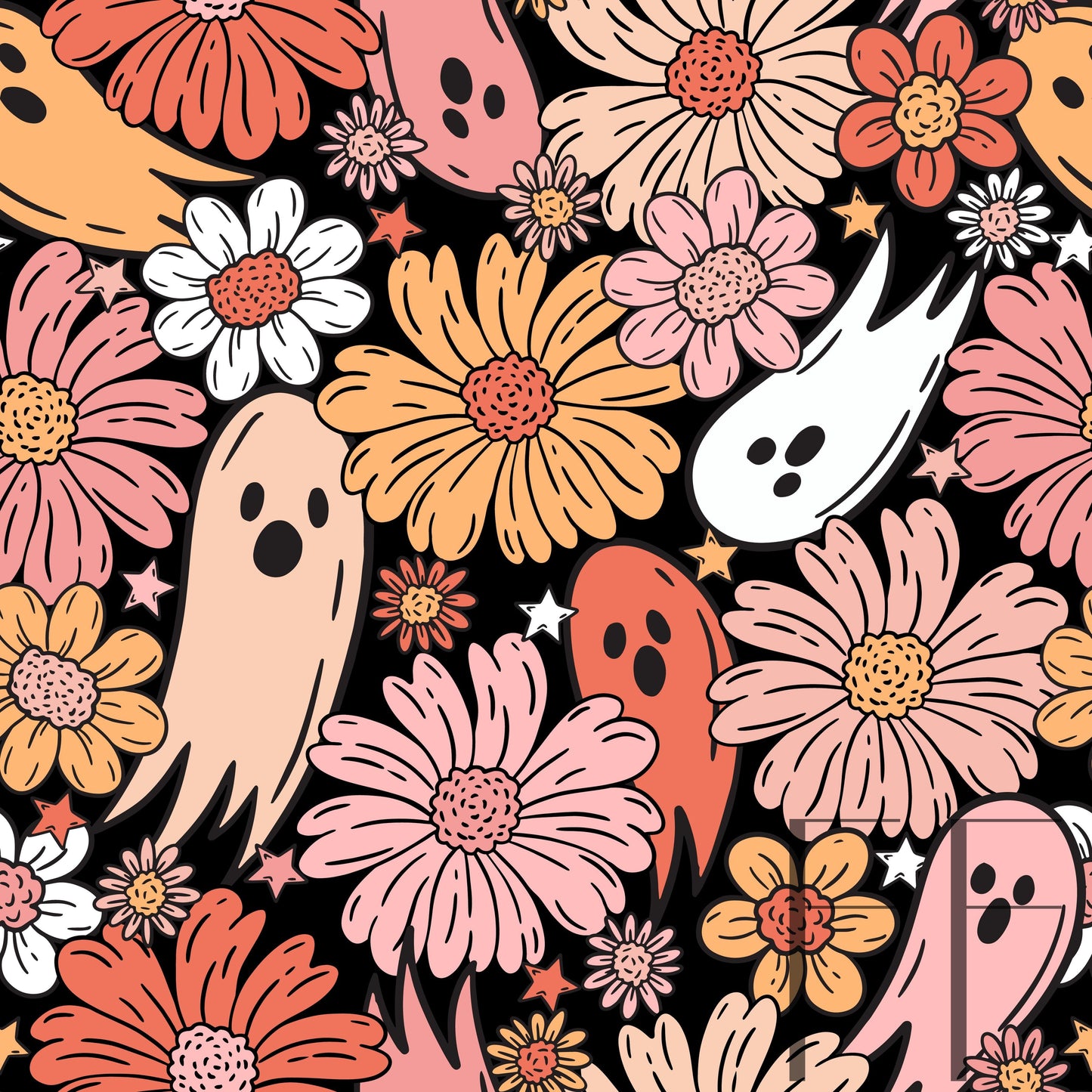 Floral Ghosties Gelati black raspberry Pattern