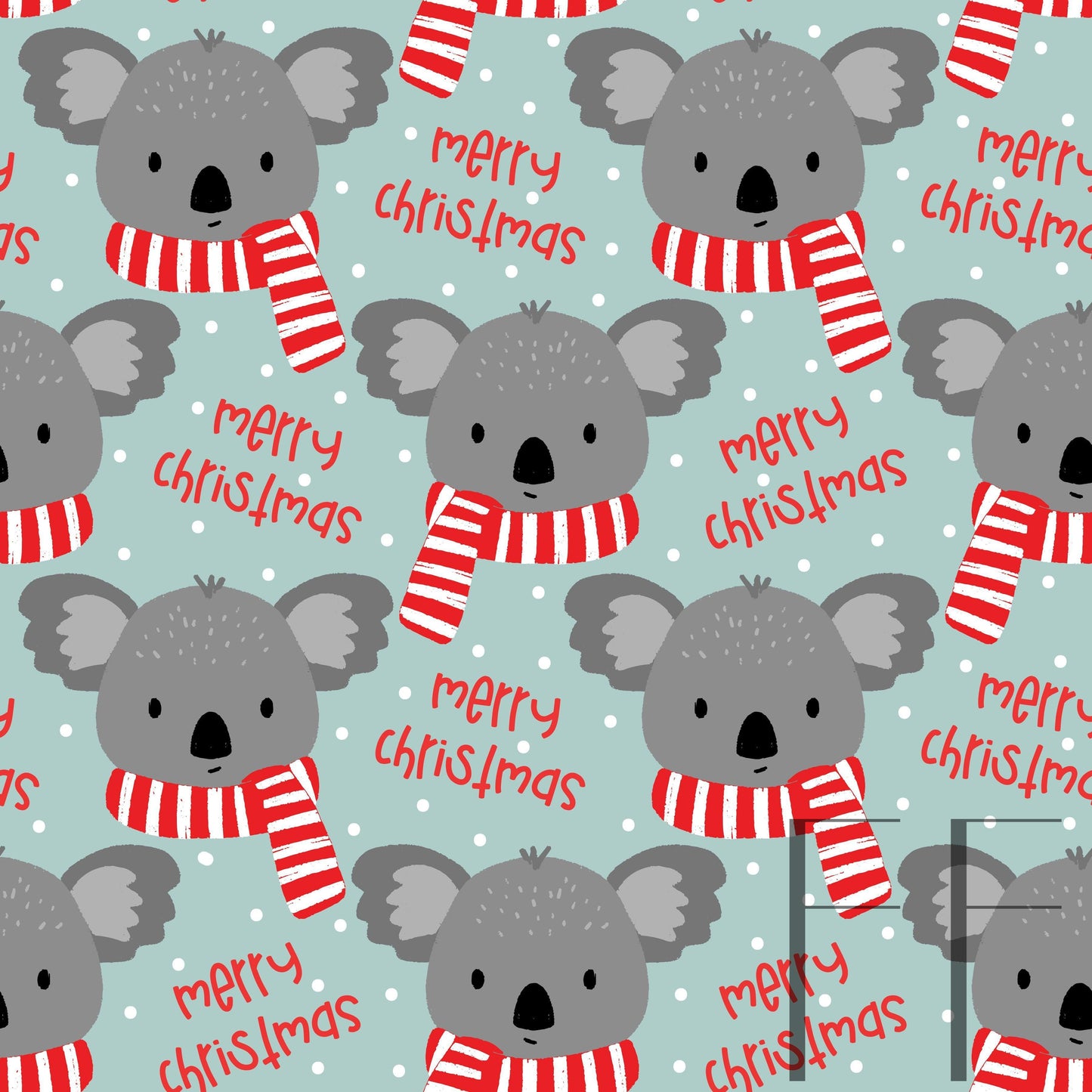 Koala Merry Christmas Light blue raspberry Pattern