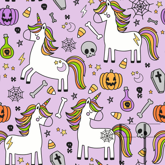 Halloween Unicorns Light purple raspberry Pattern