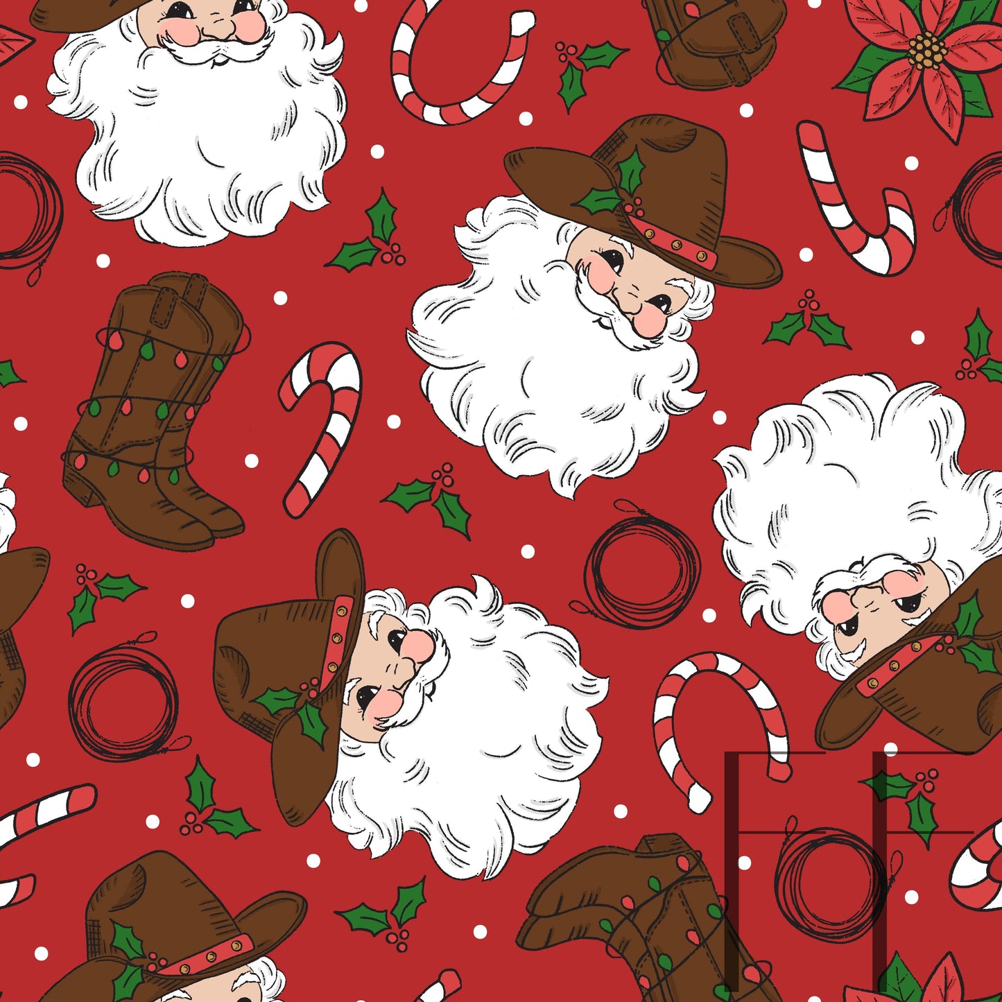 Cowboy Santa Fair Skin red raspberry Pattern