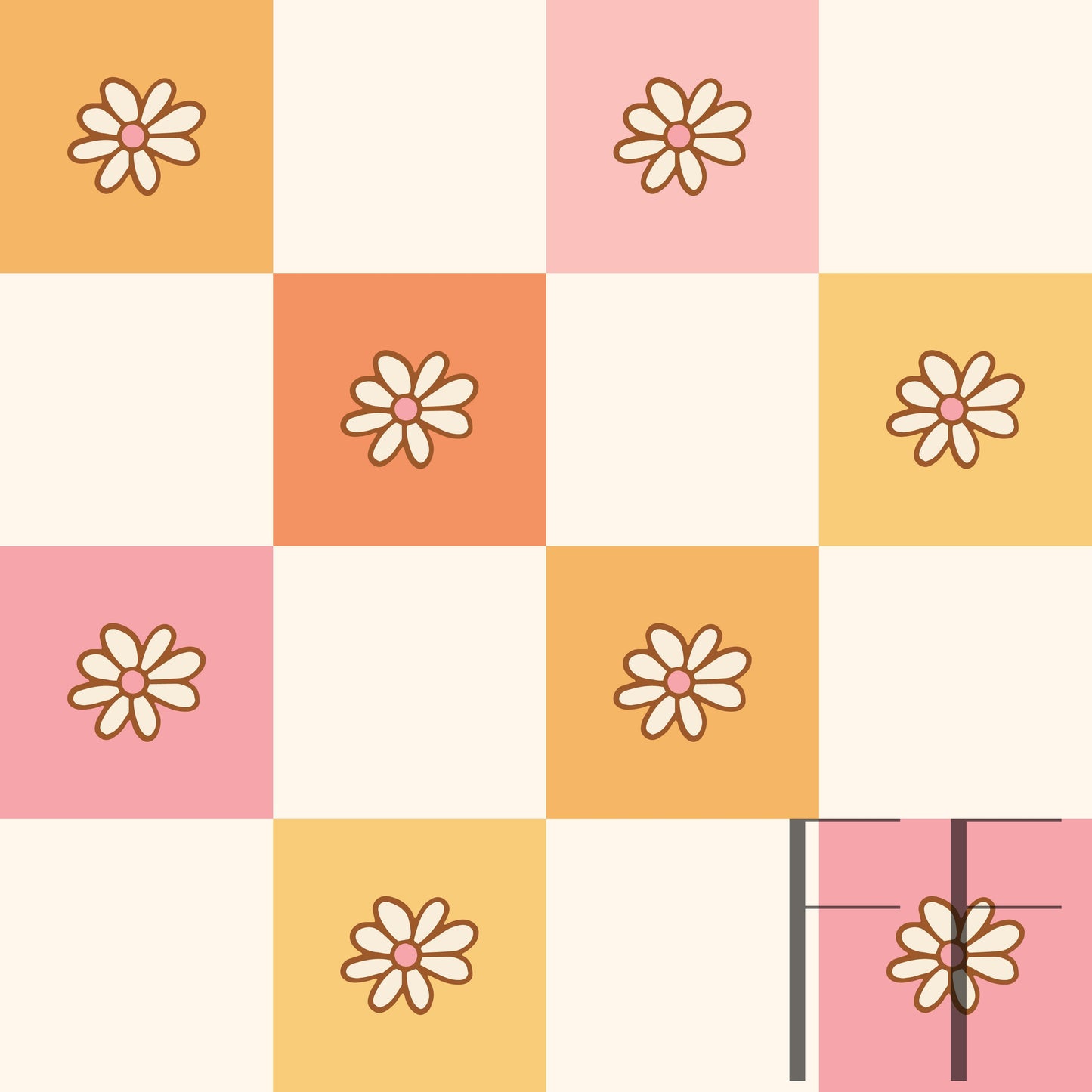 Georgia Floral Check Gold raspberry Pattern