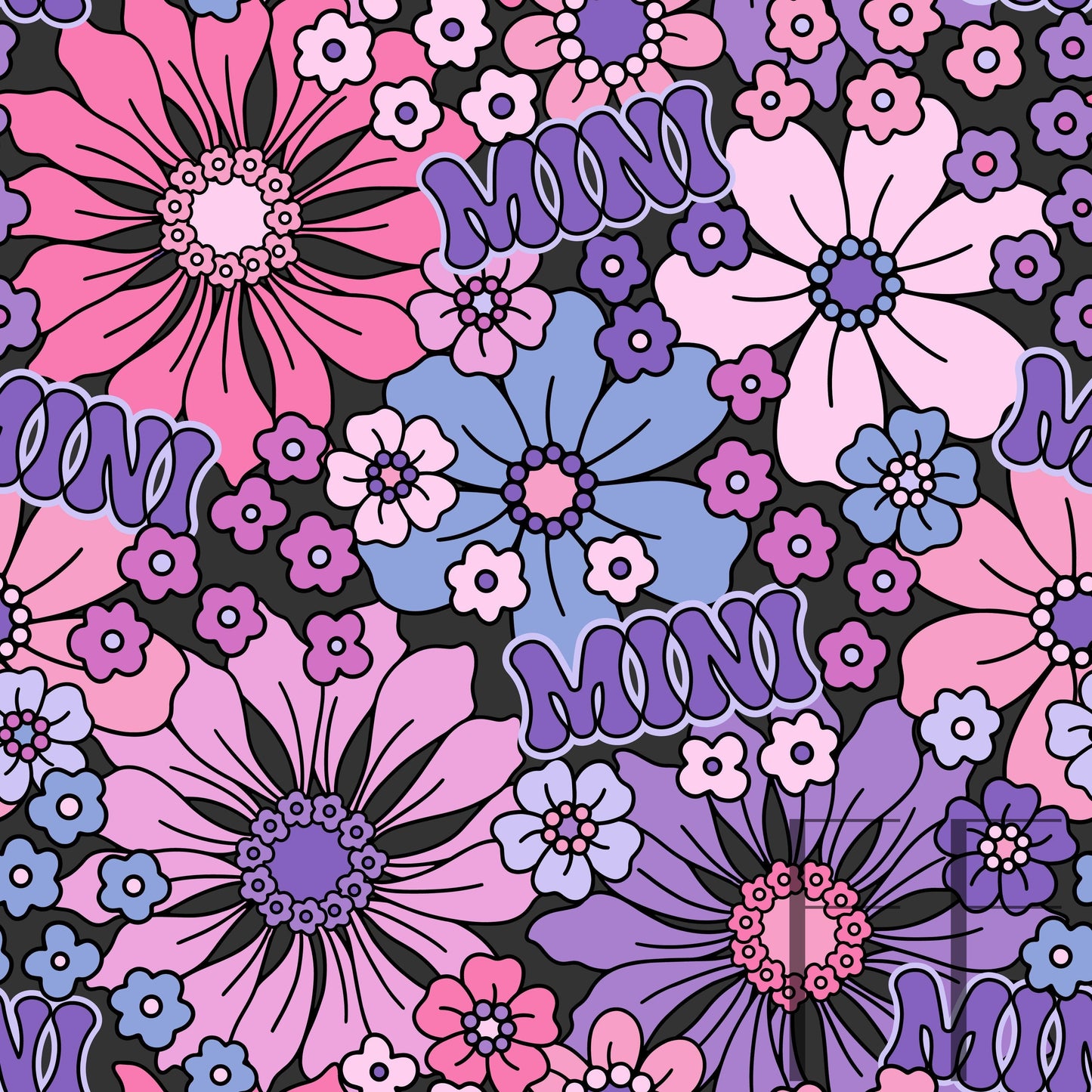 MINI Yesterday Daisy Purple Raspberry Pattern