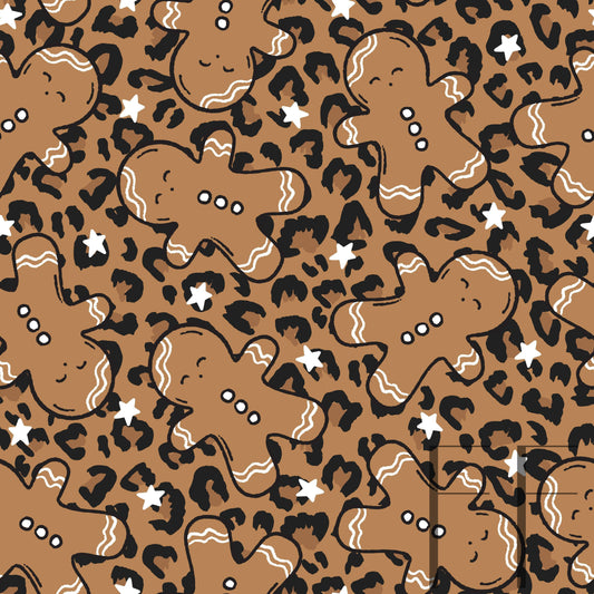 Gingerbread Men Leopard raspberry Pattern