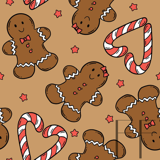 Love Gingerbread Tan BGR Raspberry Pattern