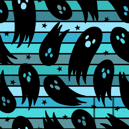 Ghost Silhouettes Blue raspberry Pattern