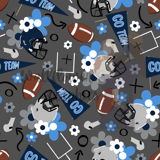 Blue and light Blue Floral Football