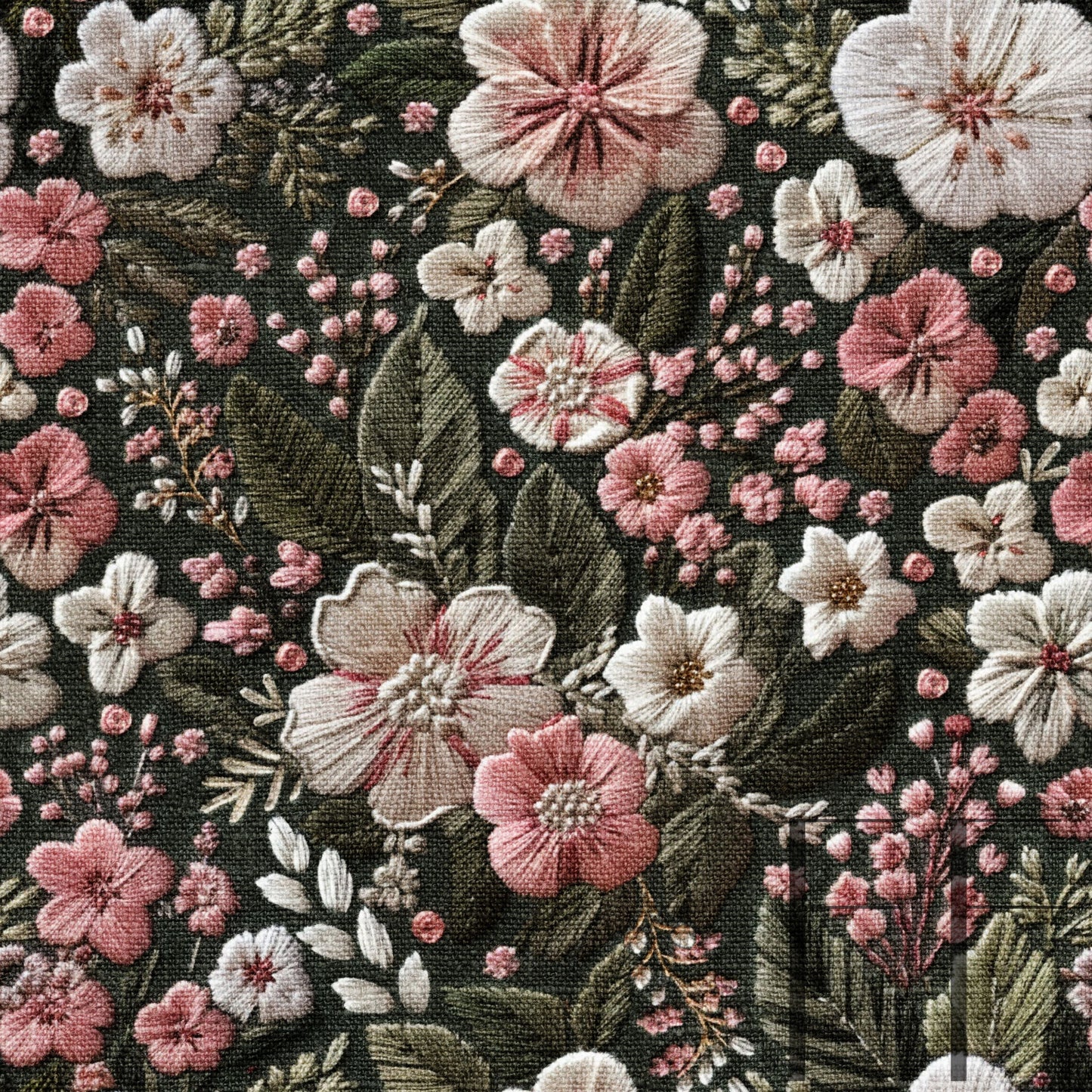 Cherry Blossom Floral Embroidery Raspberry Pattern