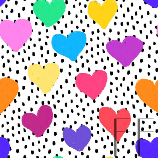 Painted Rainbow Hearts raspberry pattern