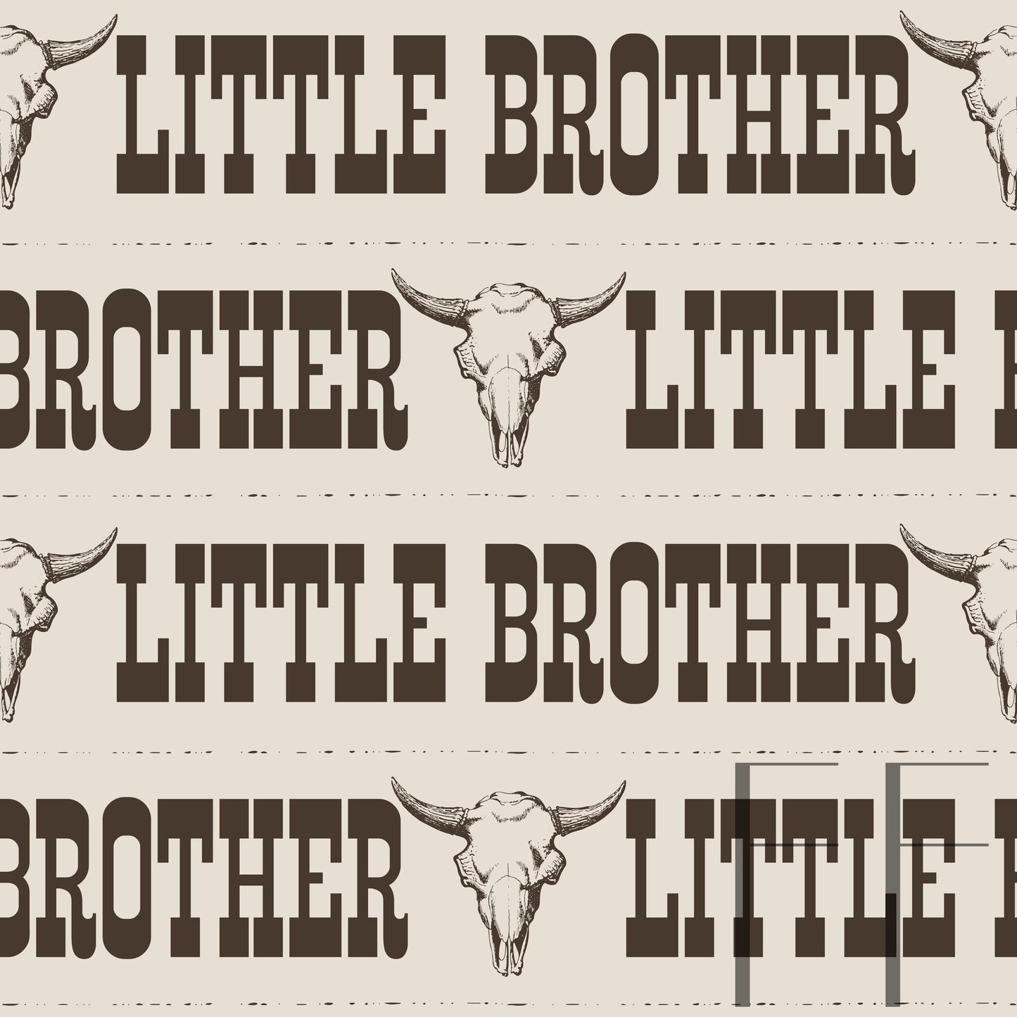 Western Little Brother Chocolate on beige Raspberry Pattern