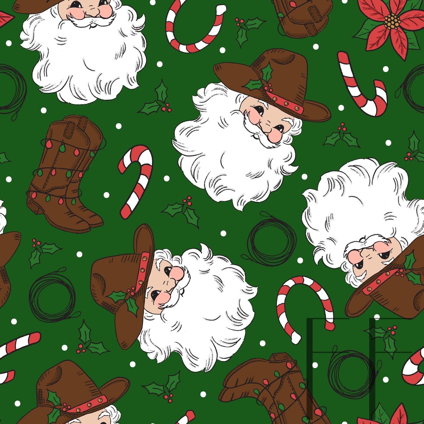 Cowboy Santa Fair Skin Green Raspberry Pattern