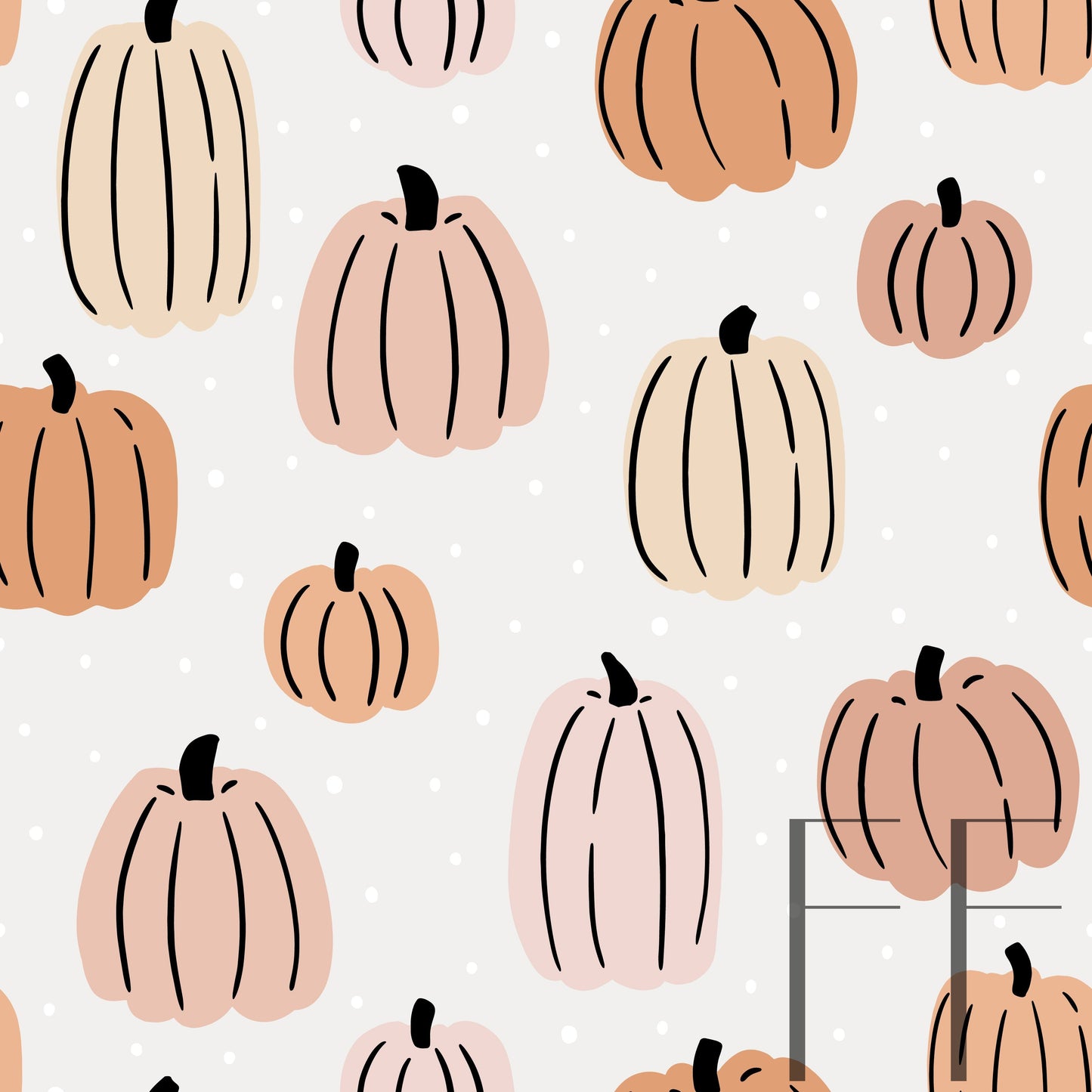 Too Cute Pumpkins Peach pastel light grey raspberry Pattern