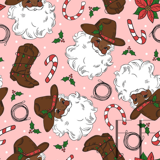 Cowboy Santa Dark Skin pink raspberry Pattern