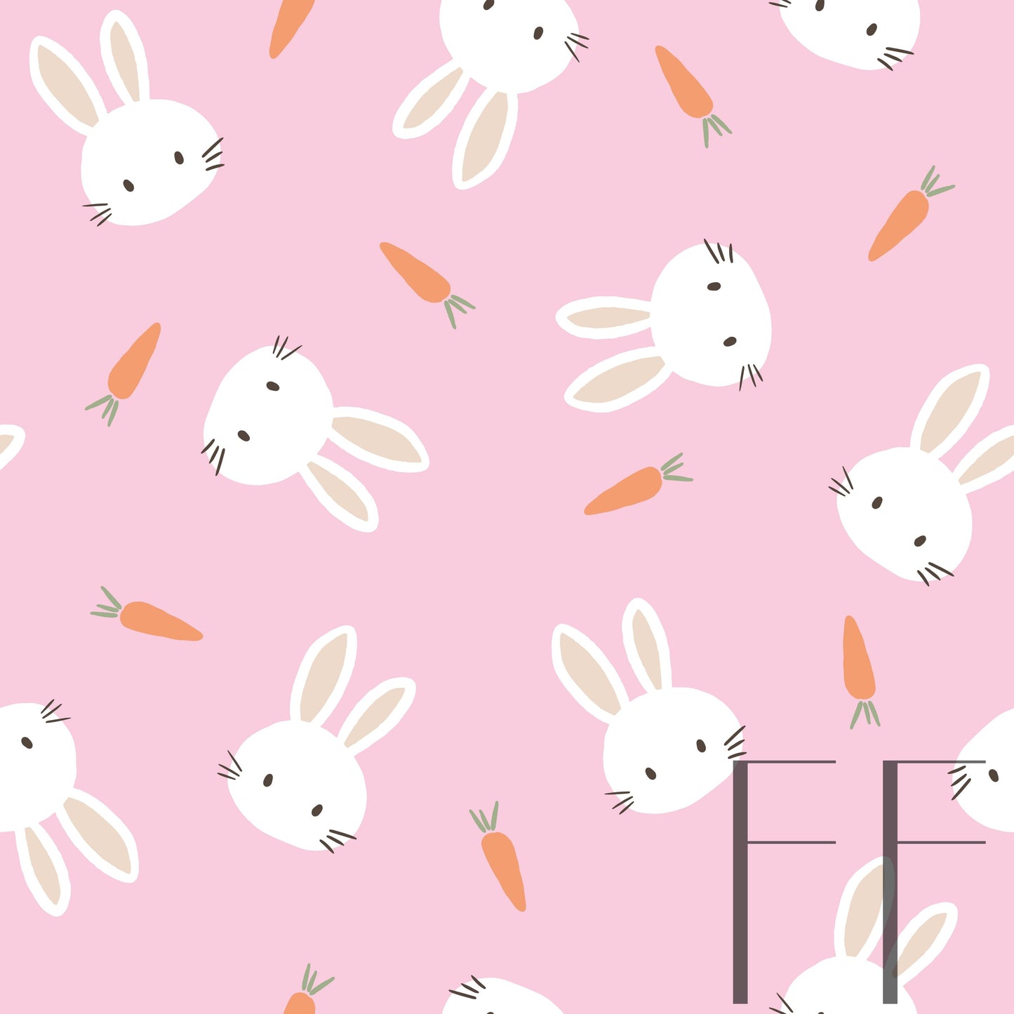 Minimal Bunnies Pink BG raspberry Pattern