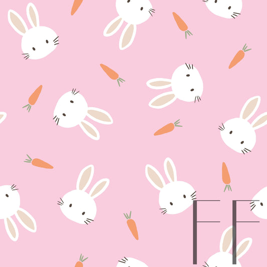 Minimal Bunnies Pink BG raspberry Pattern