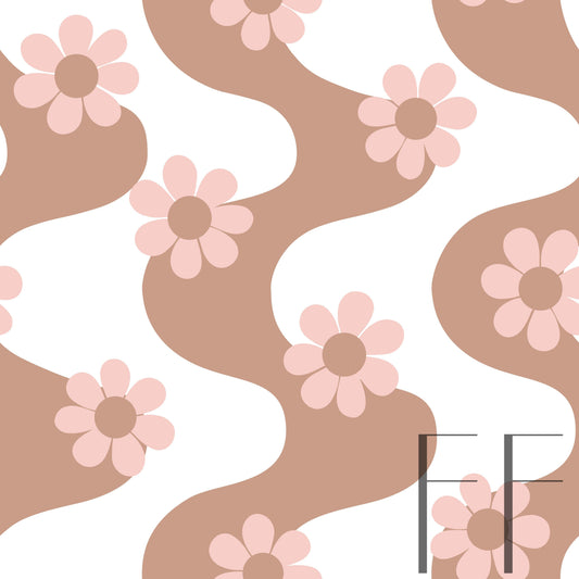 Groovy Daisy Nude Pink Raspberry Pattern