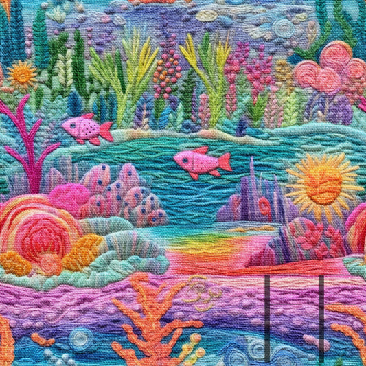 Underwater Landscape Embroidery raspberry Pattern