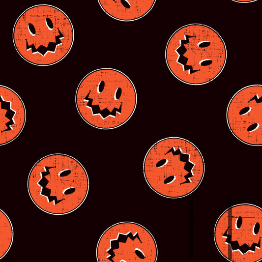 Distressed Halloween Smiley face raspberry Pattern