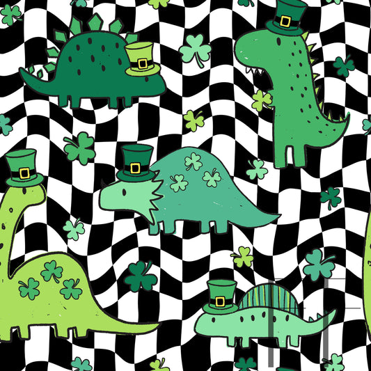 Lucky Dinos Groovy Checker raspberry pattern