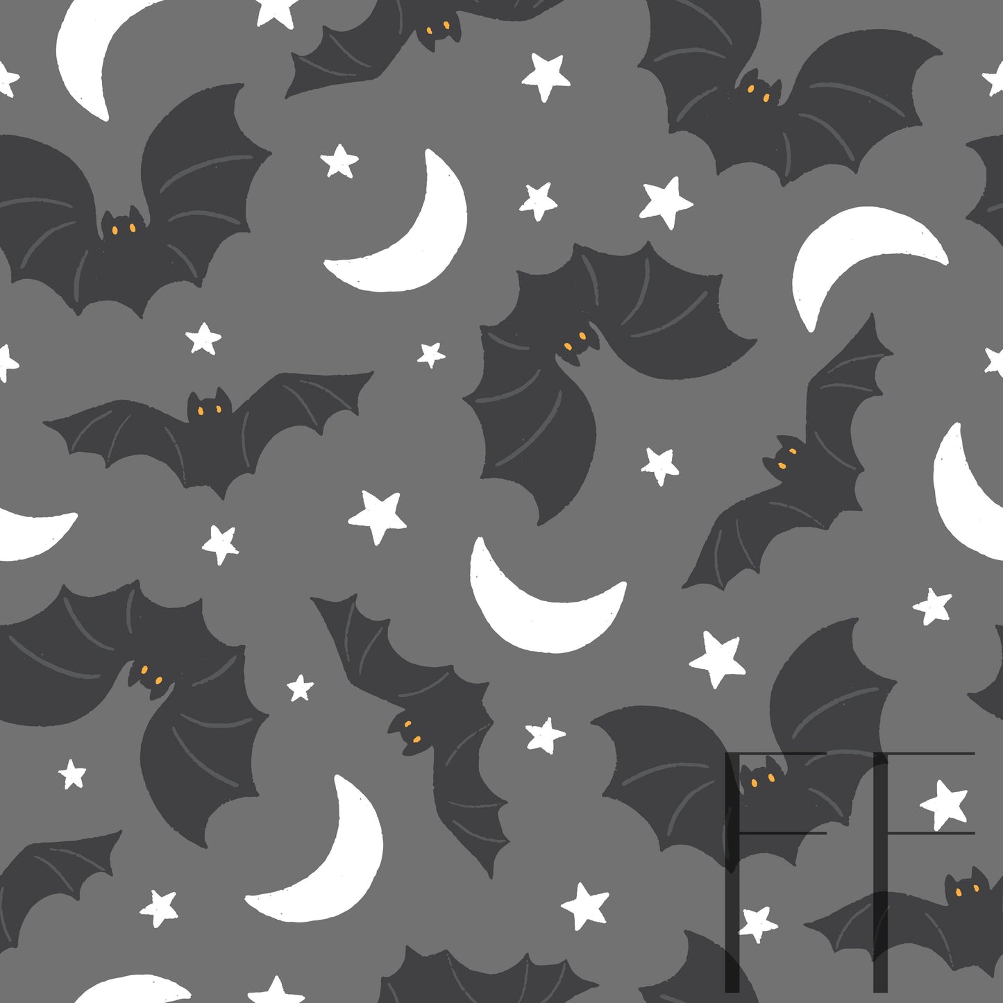 Halloween Bats Grey on grey raspberry Pattern