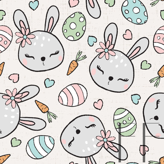 Miss Easter Bunny Beige Raspberry Pattern