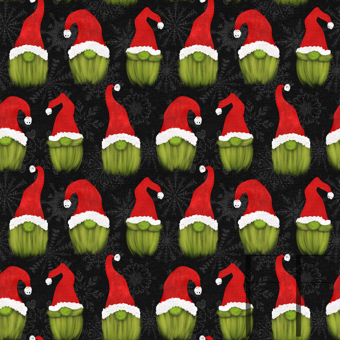 Green Christmas Gnomes snowflake raspberry Pattern