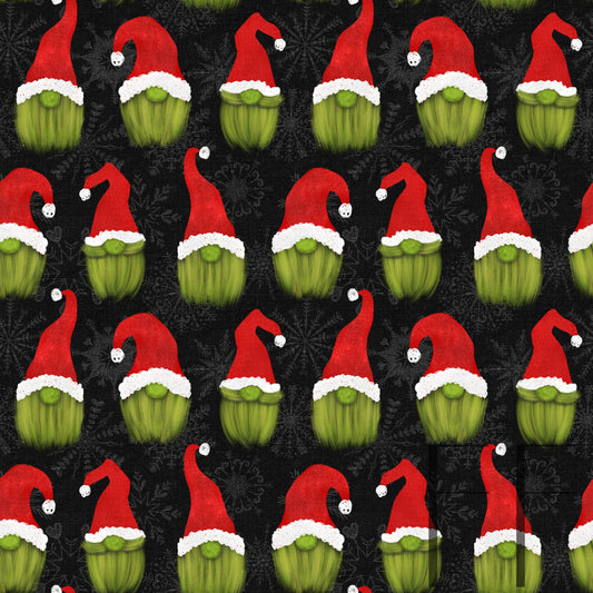 Green Christmas Gnomes snowflake raspberry Pattern