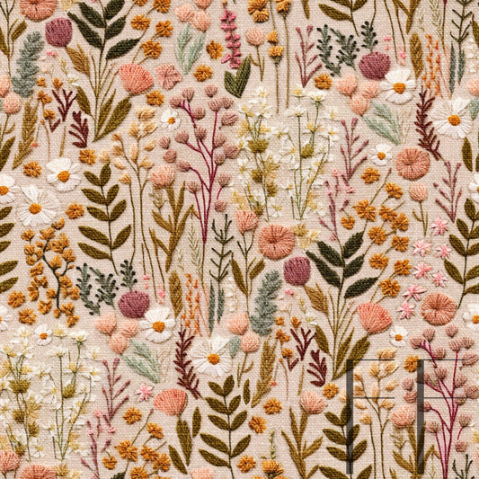 Wildflower Meadow Embroidery Raspberry Pattern