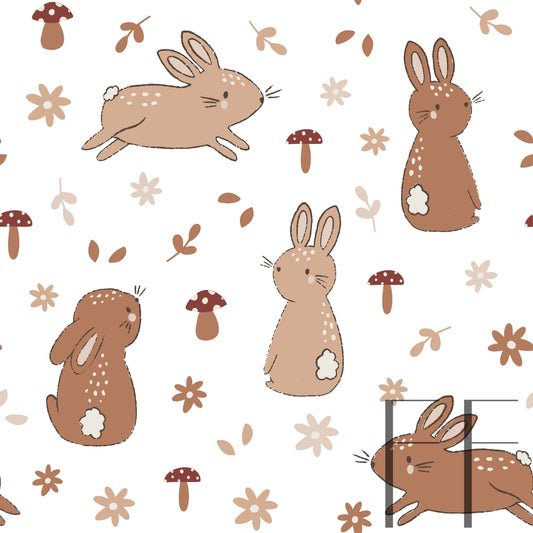 Sweet Bunnies on White Raspberry Pattern