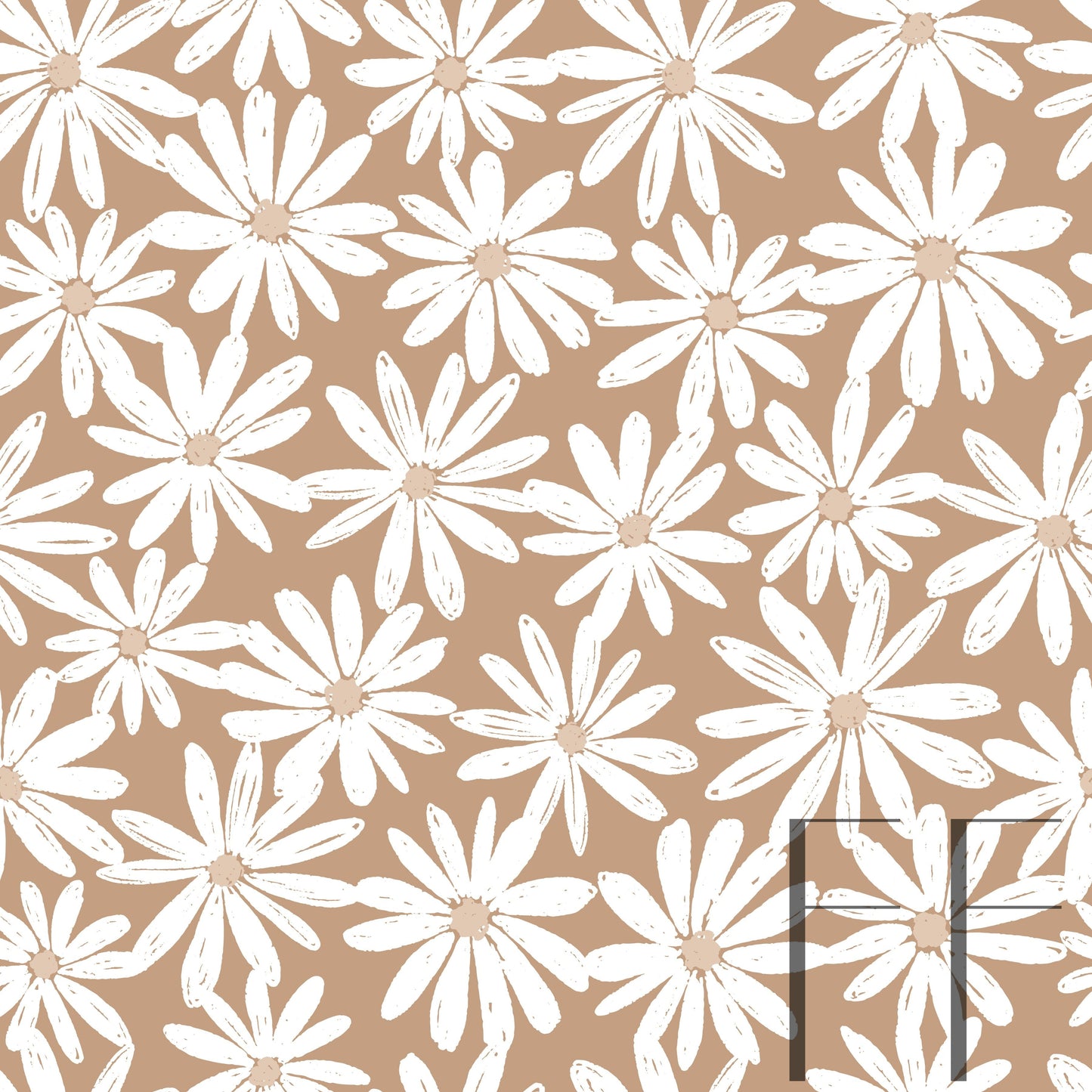 Daisy Toss Latte Raspberry Pattern