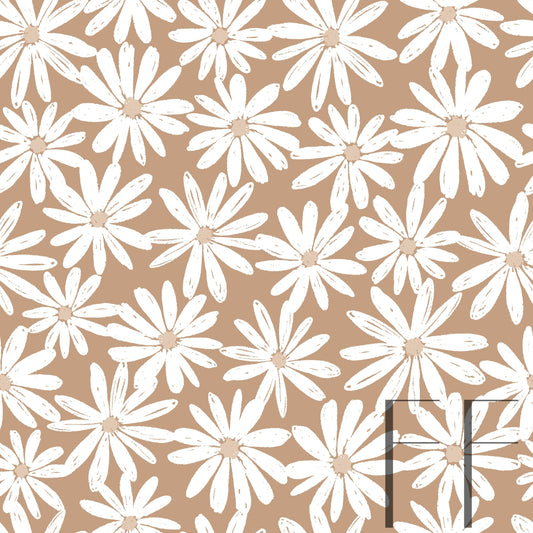 Daisy Toss Latte Raspberry Pattern