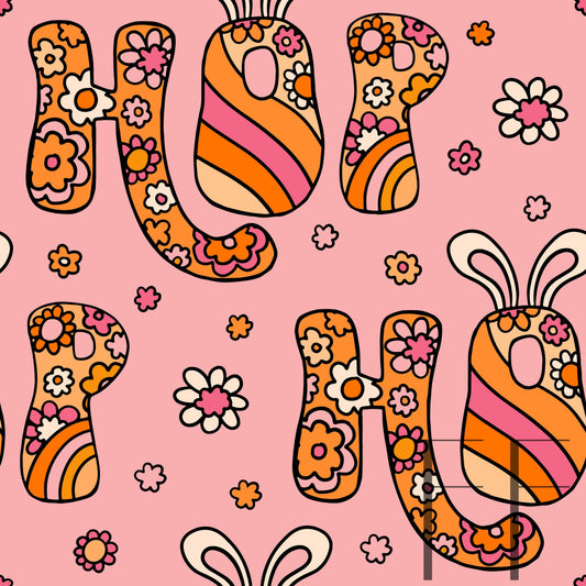 Retro Hop Typography Light pink raspberry Pattern