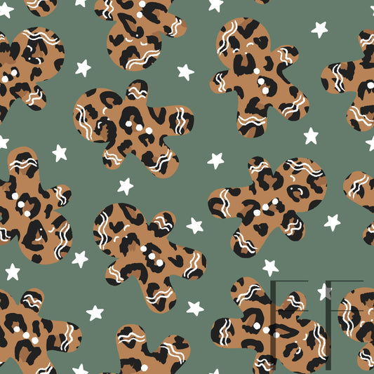 Leopard Gingerbread Men Forest raspberry Pattern