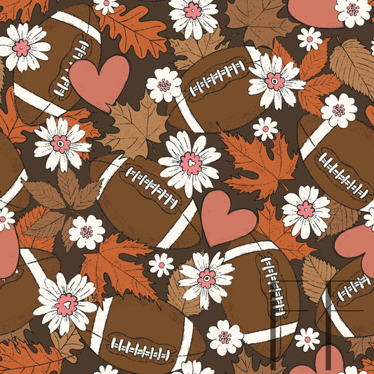 Fall Football Brown Raspberry pattern 2