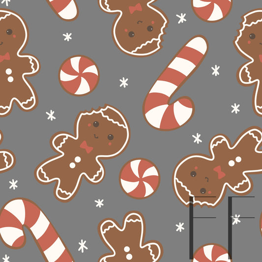 Gingerbread Man Mid Grey raspberry pattern