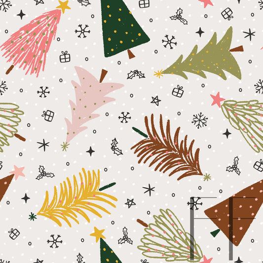 Christmas Trees Muted Pink pattern